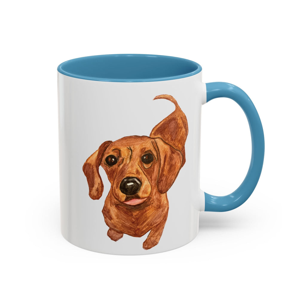Dachshund Two Tone Ceramic Coffee Mugs - Blue Cava