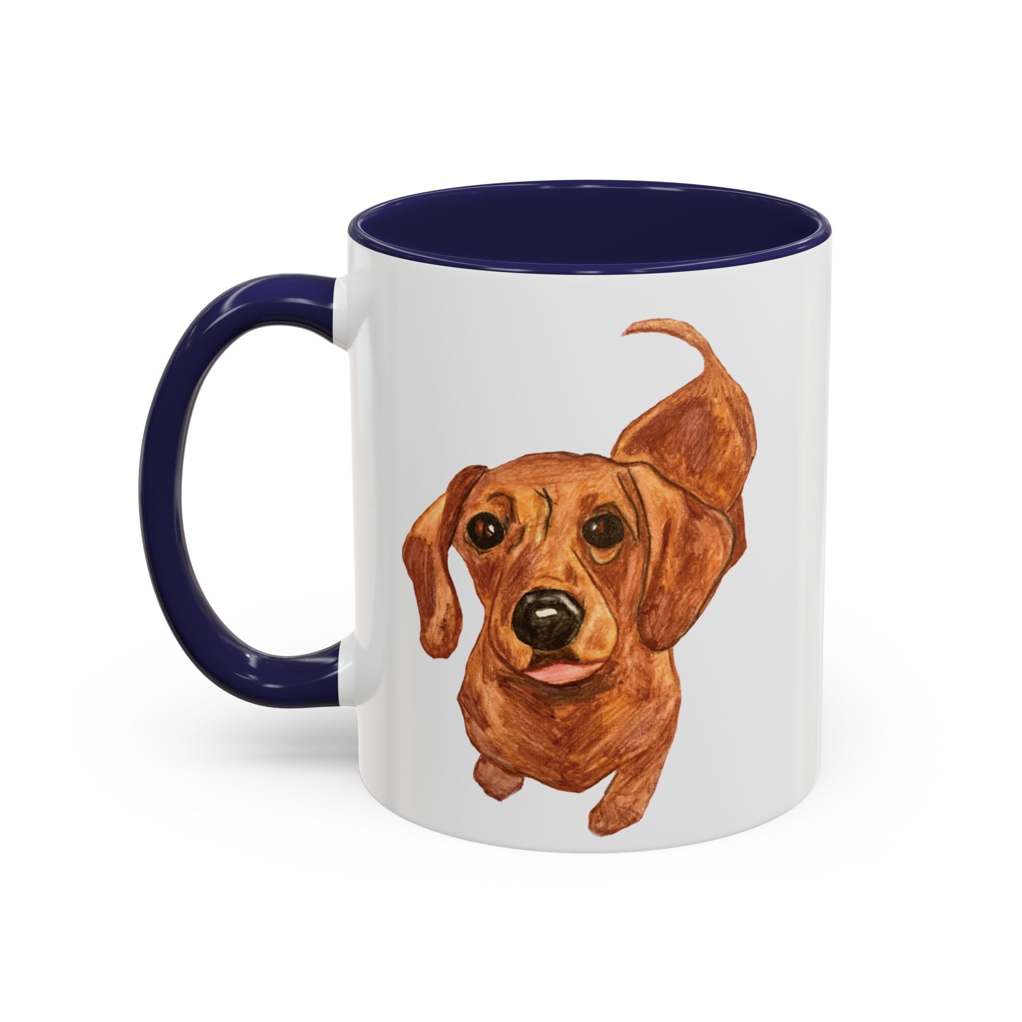 Dachshund Two Tone Ceramic Coffee Mugs - Blue Cava