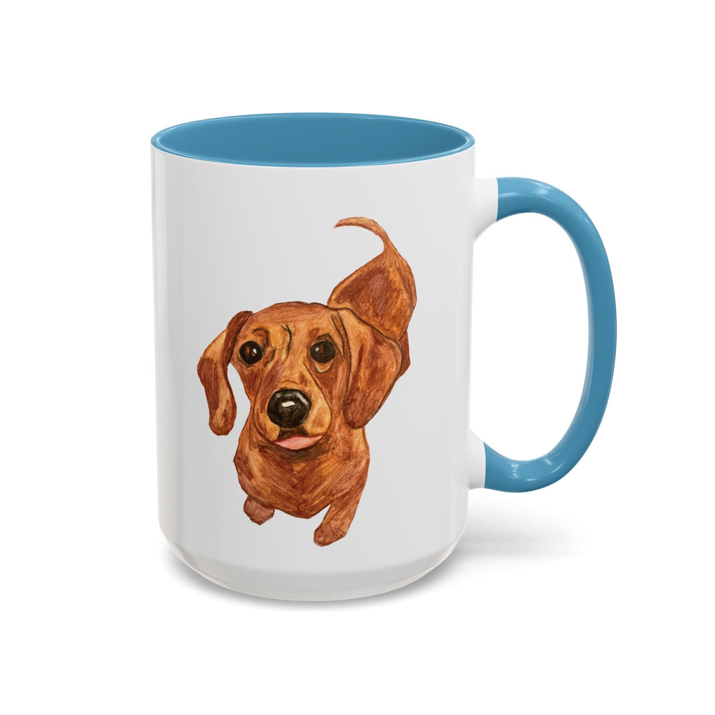 Dachshund Two Tone Ceramic Coffee Mugs - Blue Cava