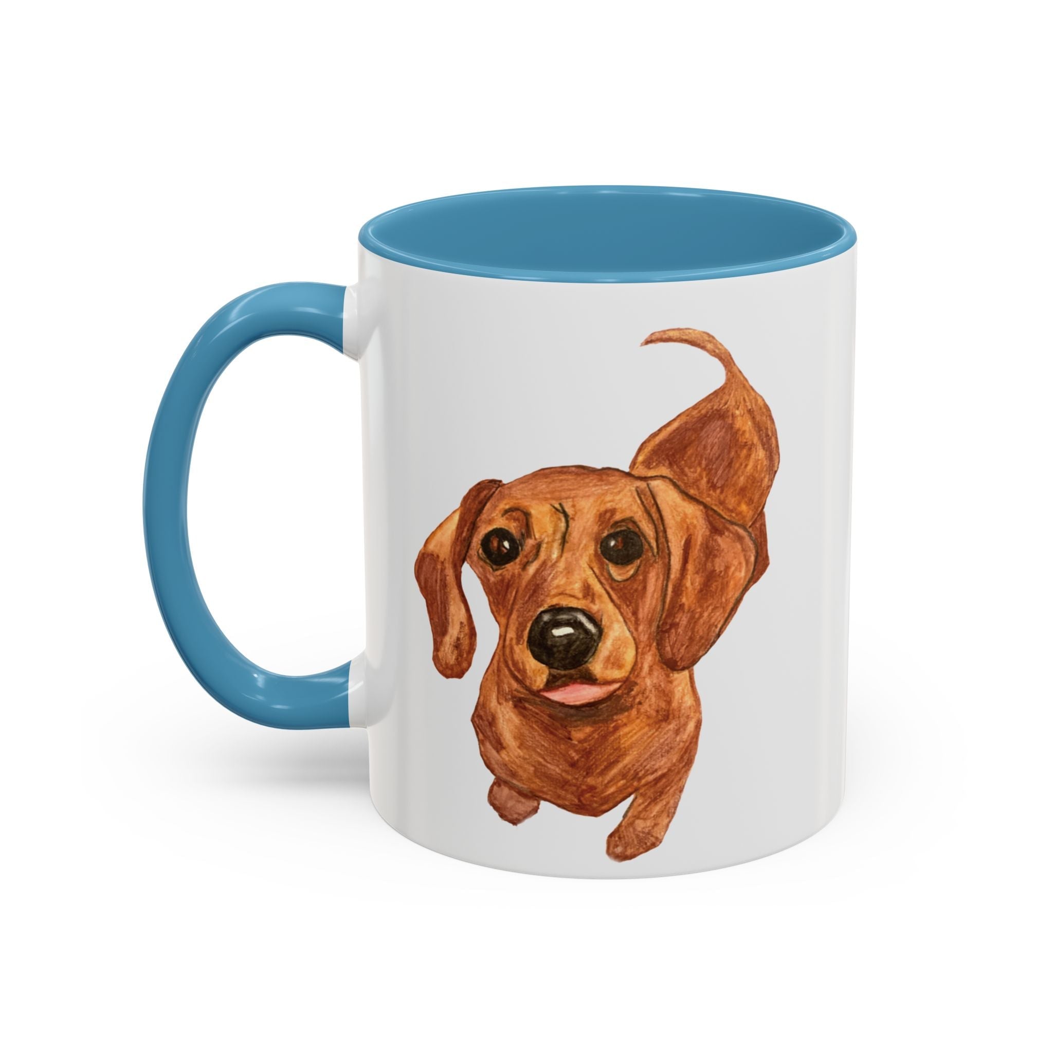 Dachshund Two Tone Ceramic Coffee Mugs - Blue Cava