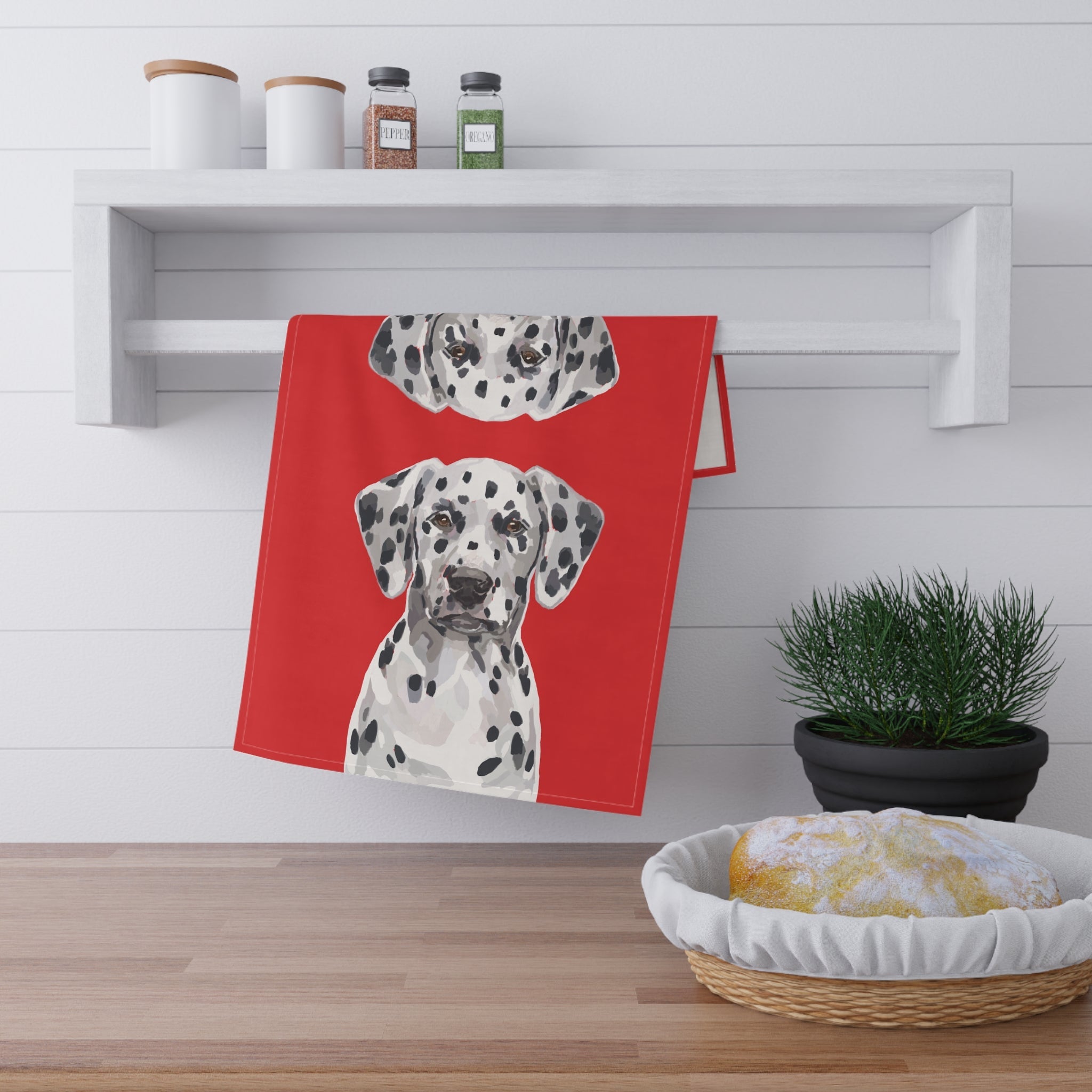 Dalmatian Dog Kitchen Tea Towels - Blue Cava