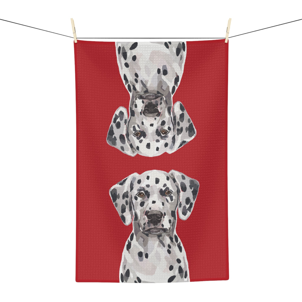 Dalmatian Dog Microfiber Waffle Kitchen Towel - Blue Cava