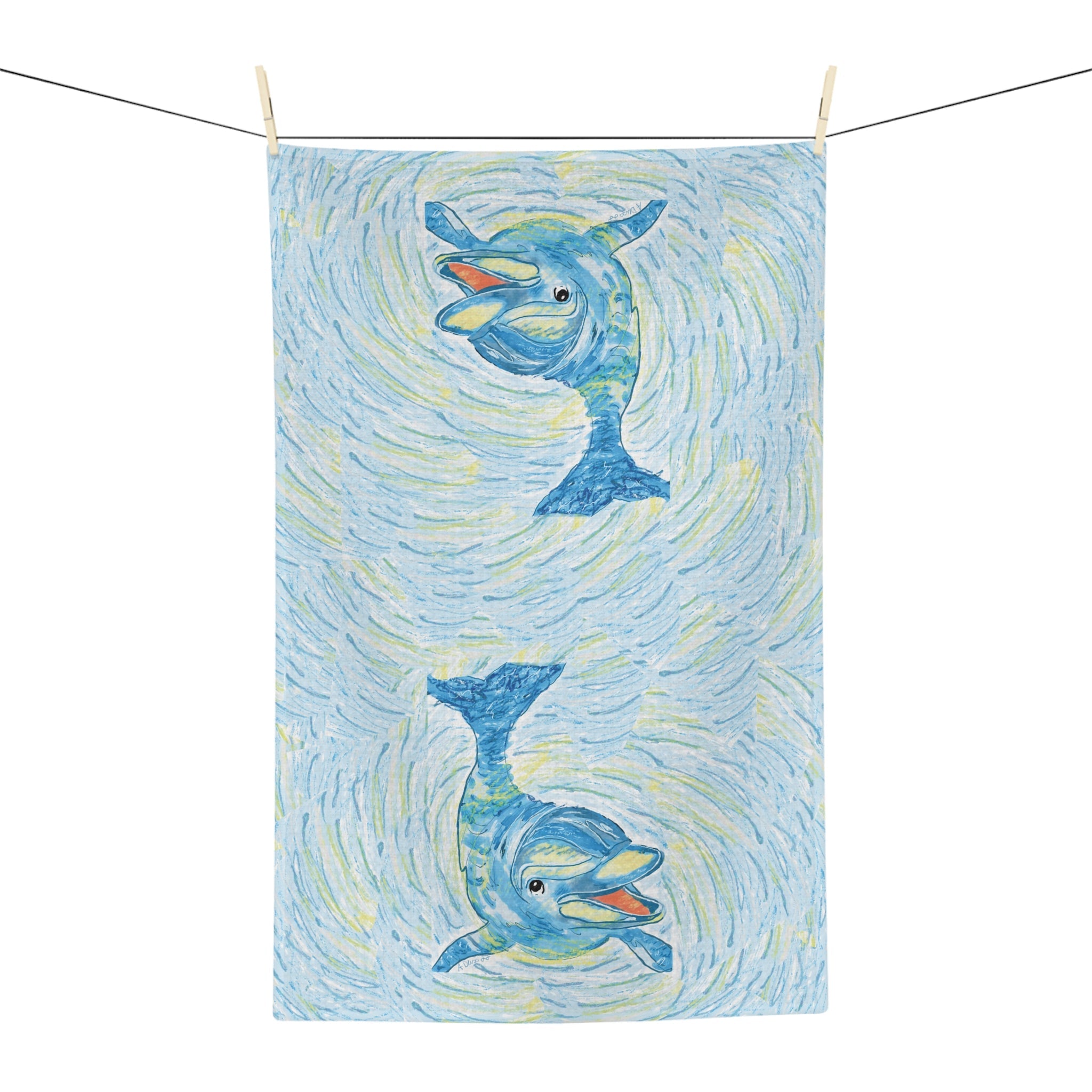 Dauphin Microfiber Waffle Kitchen Towel - Blue Cava