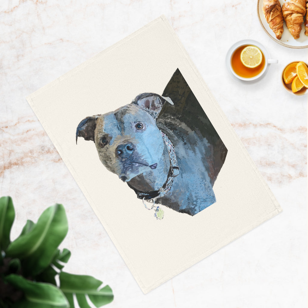 “Diesel” Pit Bull Cotton Tea Towel - Blue Cava