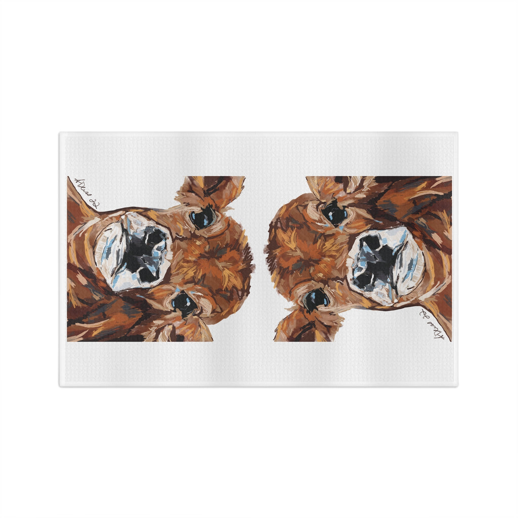 “Dirty” Cow Microfiber Waffle Towel - Blue Cava