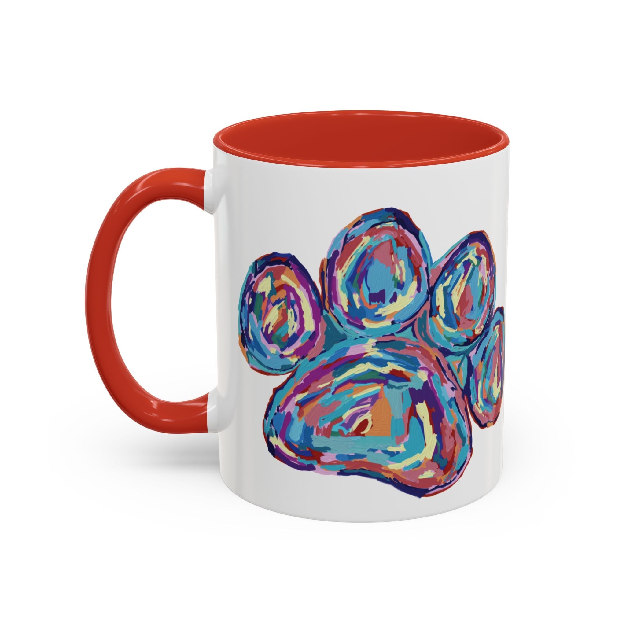 Dog Paw Print Two Tone Ceramic Coffee Mugs - Blue Cava