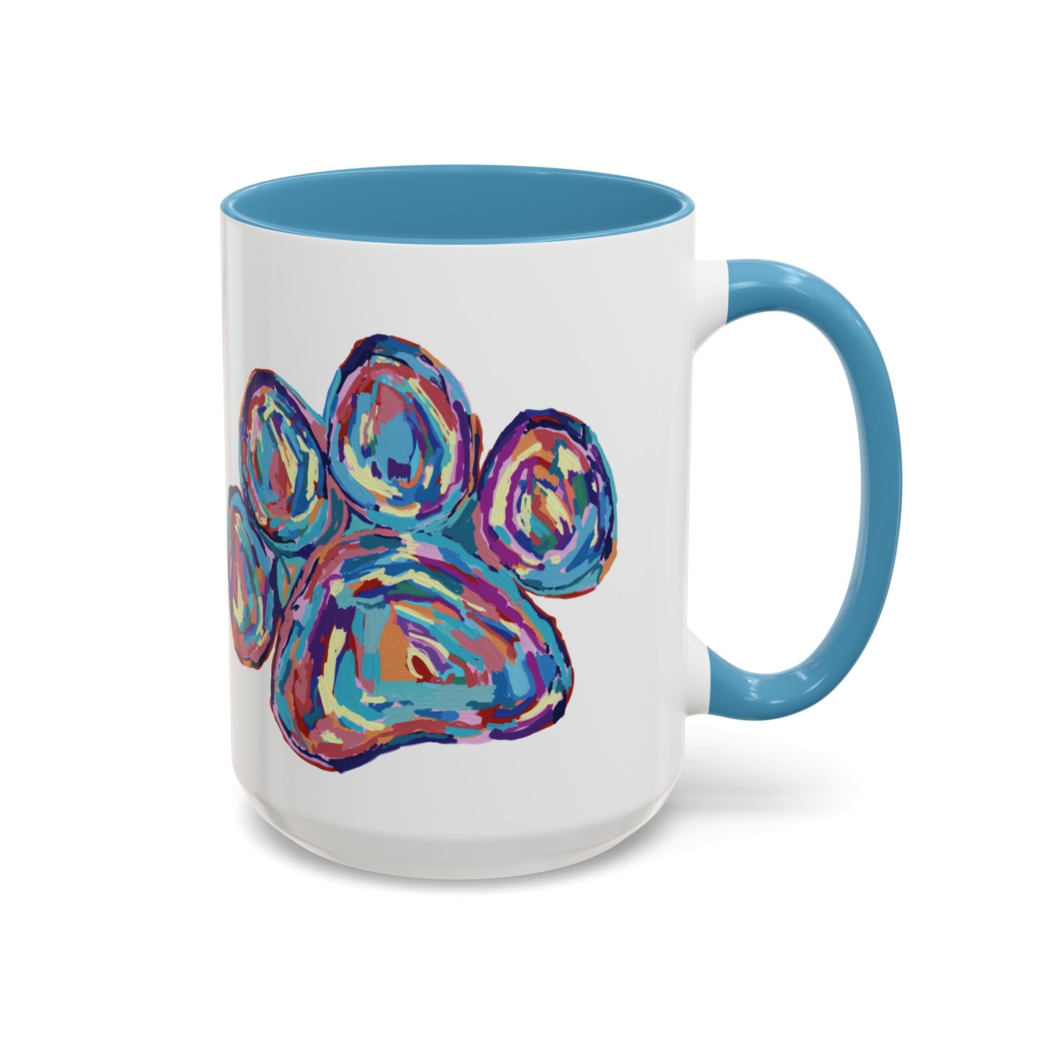 Dog Paw Print Two Tone Ceramic Coffee Mugs - Blue Cava
