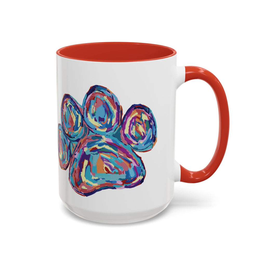 Dog Paw Print Two Tone Ceramic Coffee Mugs - Blue Cava