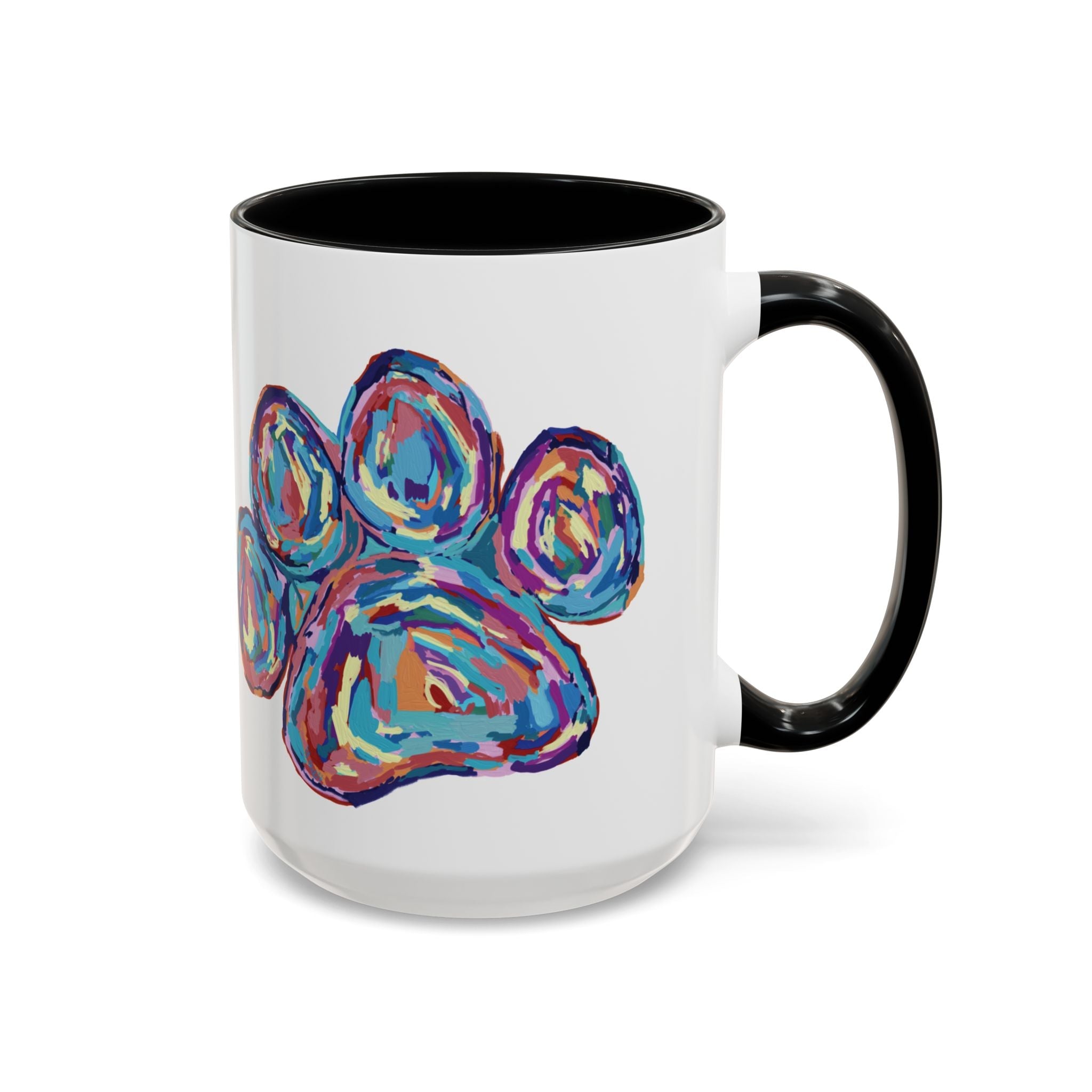 Dog Paw Print Two Tone Ceramic Coffee Mugs - Blue Cava