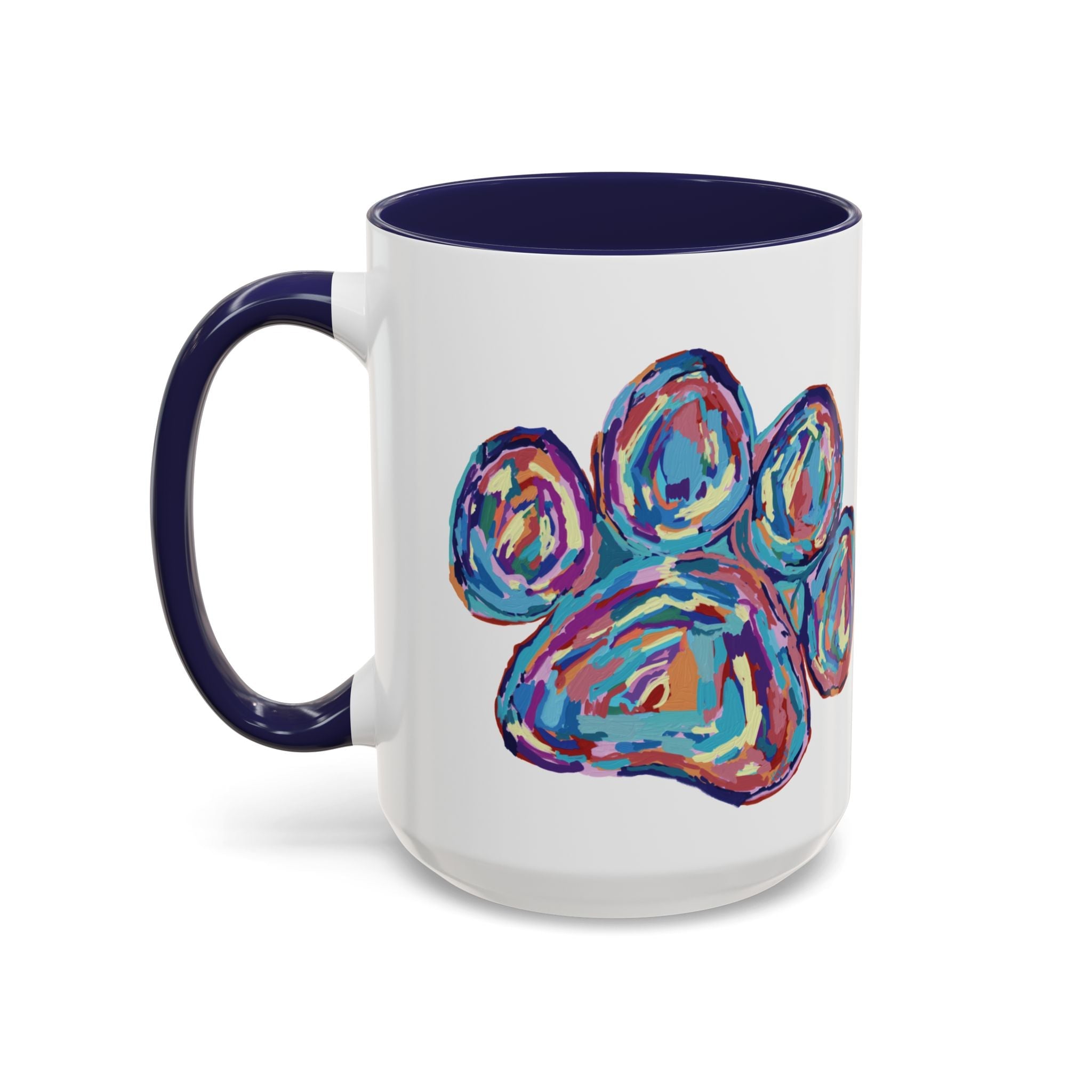 Dog Paw Print Two Tone Ceramic Coffee Mugs - Blue Cava