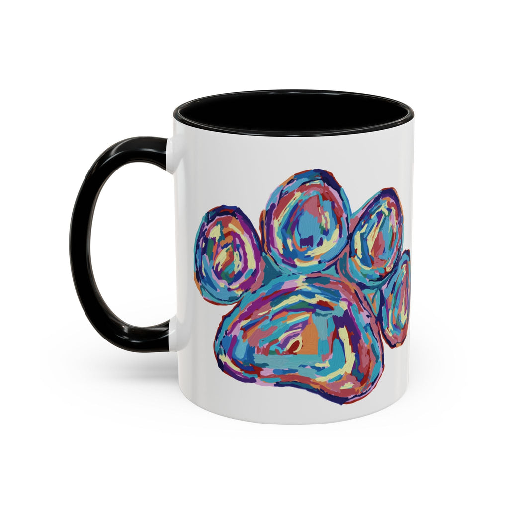 Dog Paw Print Two Tone Ceramic Coffee Mugs - Blue Cava
