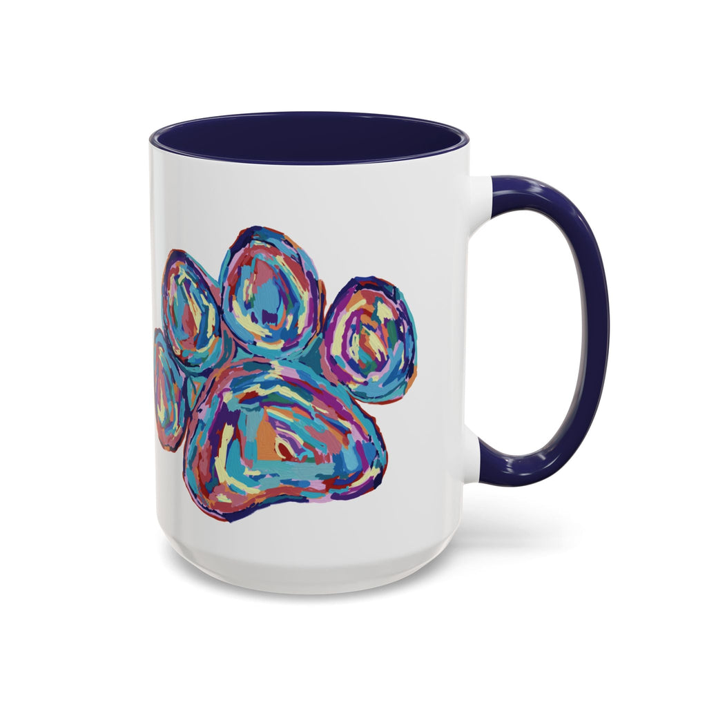 Dog Paw Print Two Tone Ceramic Coffee Mugs - Blue Cava
