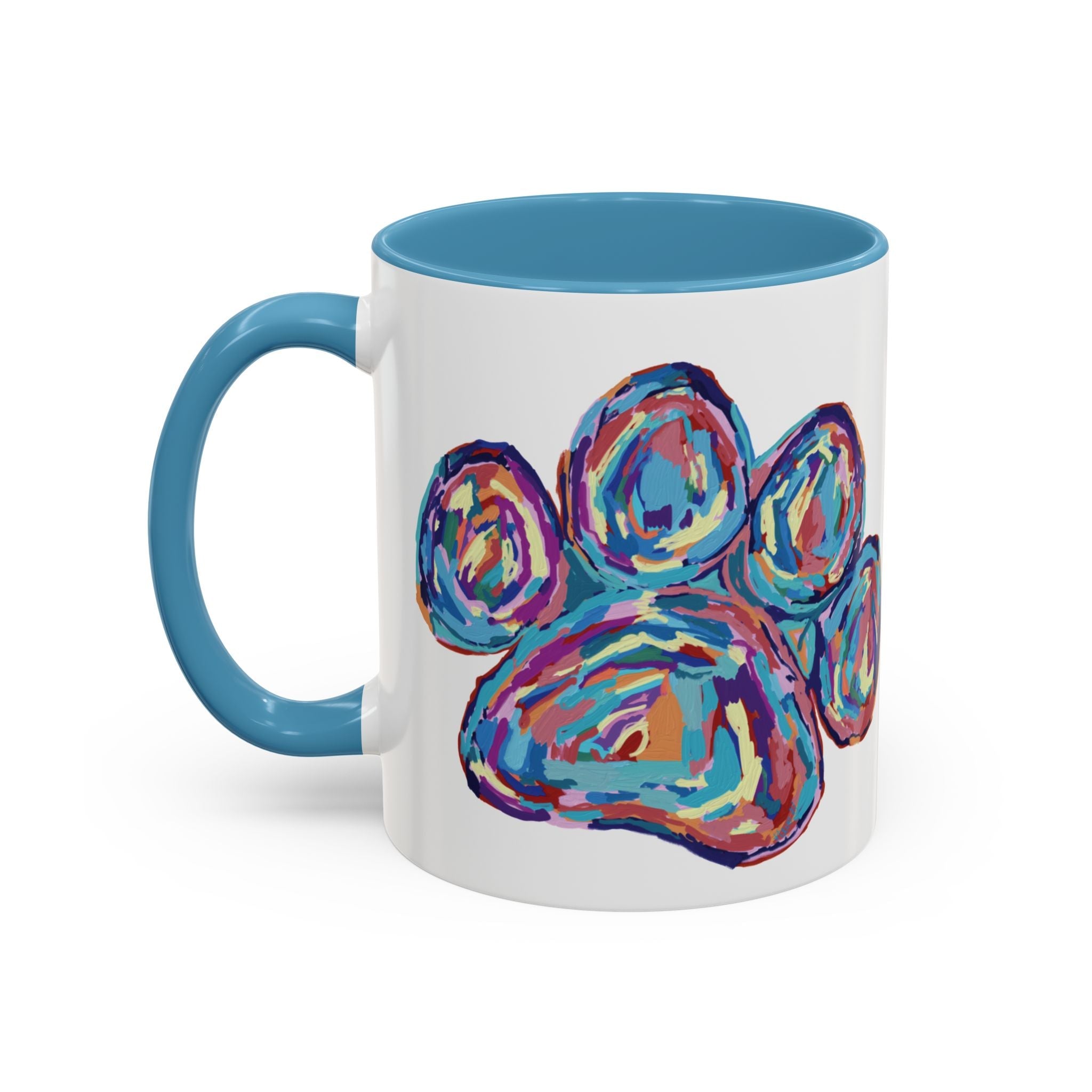 Dog Paw Print Two Tone Ceramic Coffee Mugs - Blue Cava