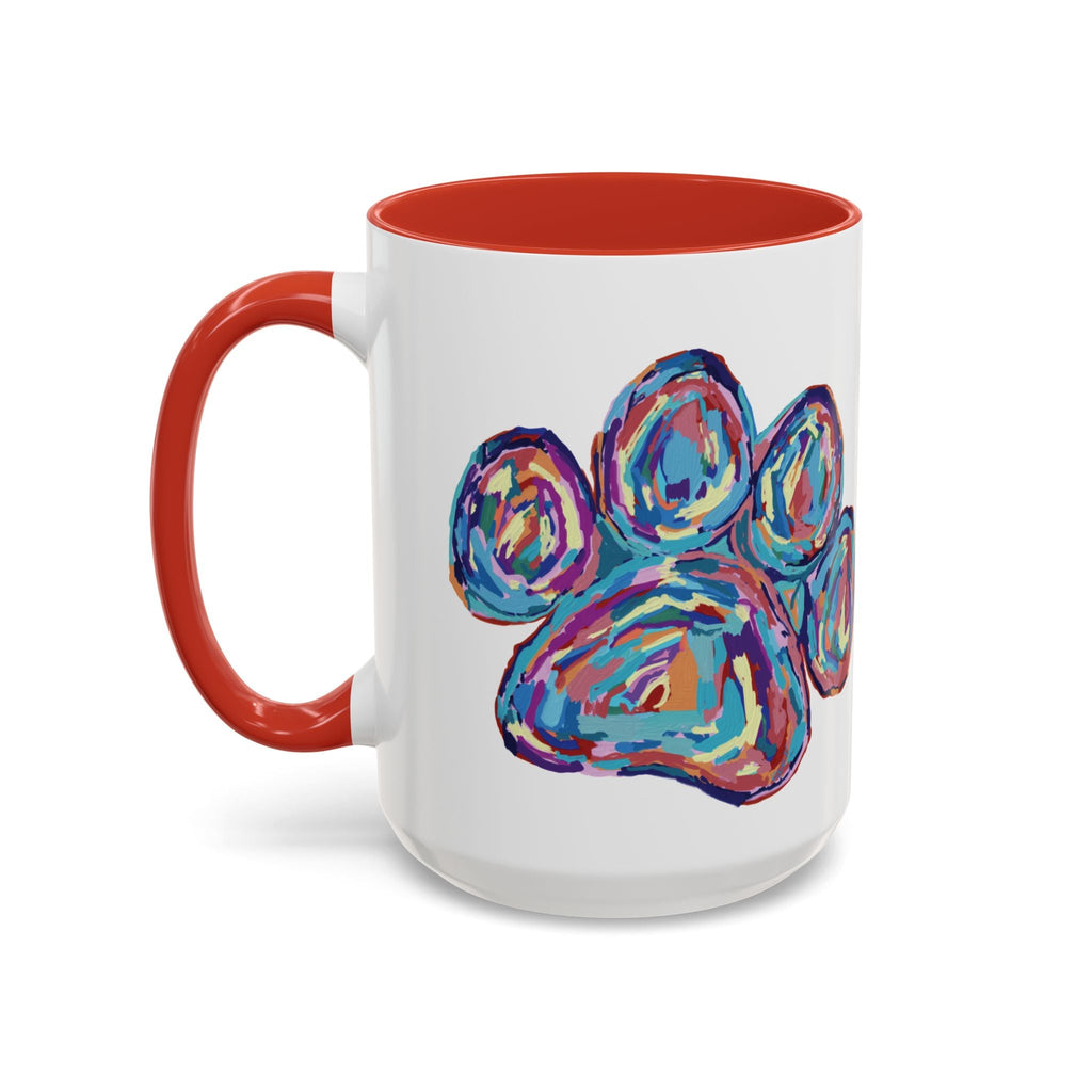 Dog Paw Print Two Tone Ceramic Coffee Mugs - Blue Cava