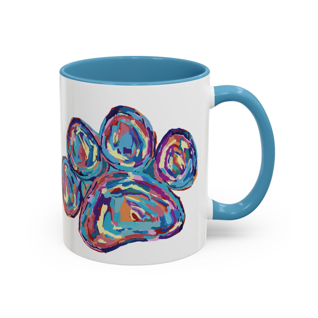 Dog Paw Print Two Tone Ceramic Coffee Mugs - Blue Cava