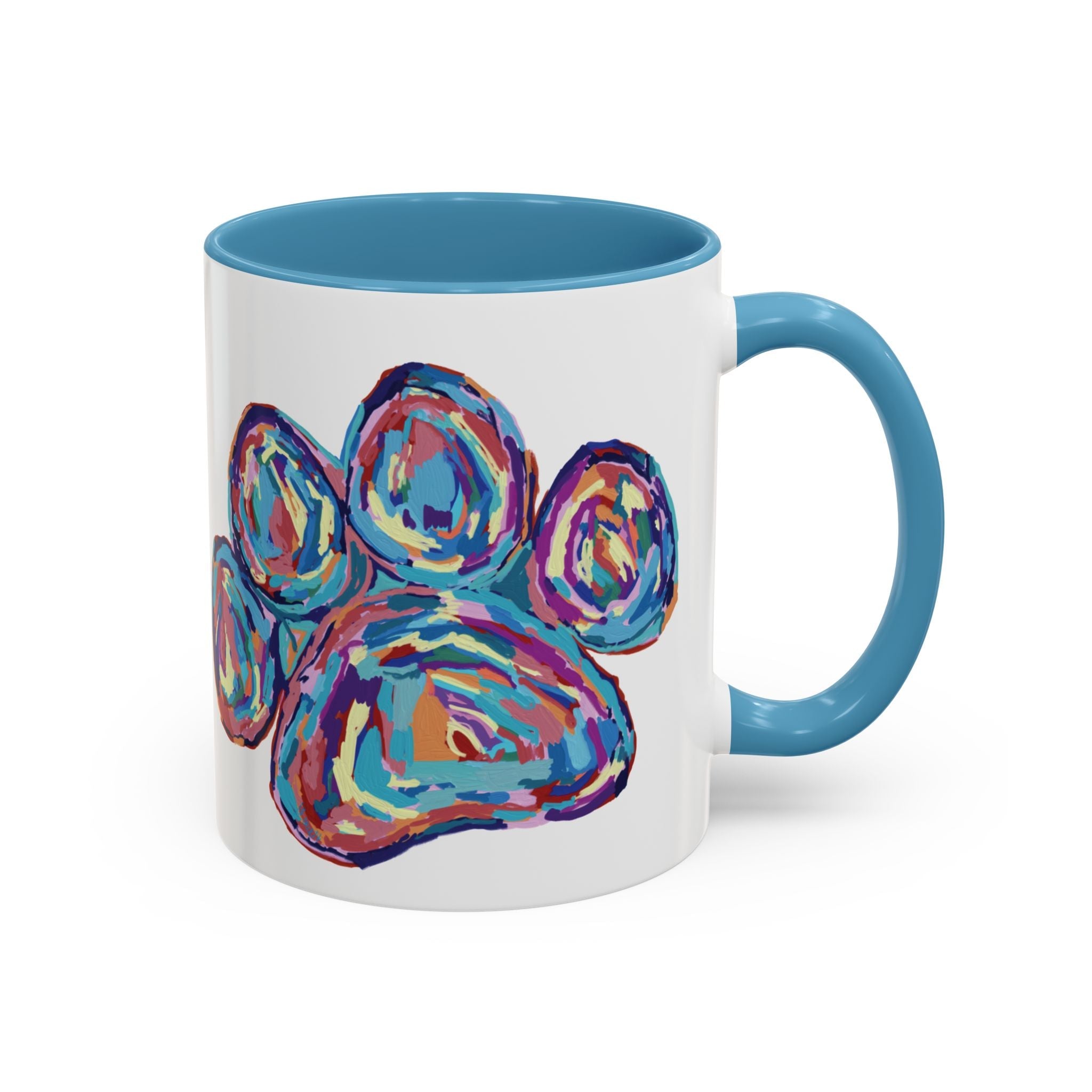 Dog Paw Print Two Tone Ceramic Coffee Mugs - Blue Cava
