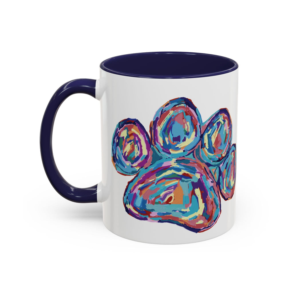 Dog Paw Print Two Tone Ceramic Coffee Mugs - Blue Cava