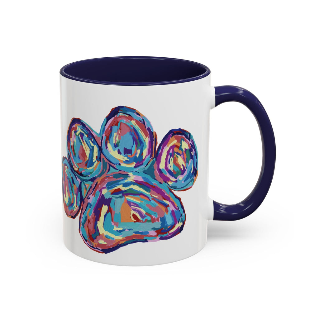 Dog Paw Print Two Tone Ceramic Coffee Mugs - Blue Cava
