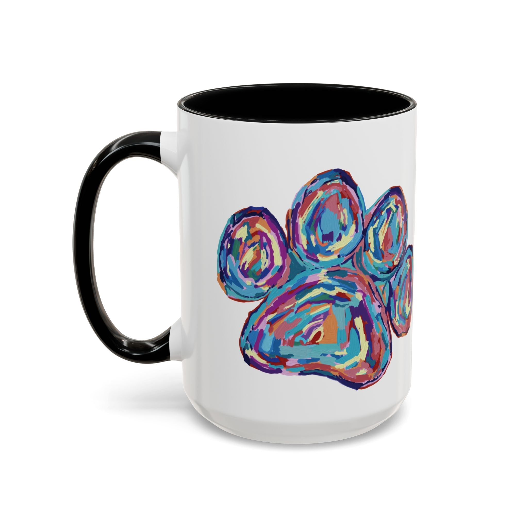Dog Paw Print Two Tone Ceramic Coffee Mugs - Blue Cava