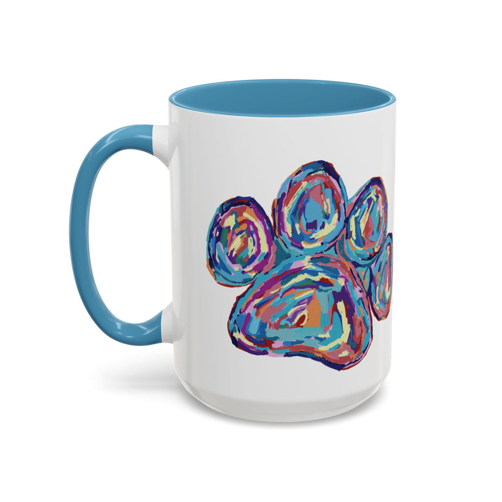 Dog Paw Print Two Tone Ceramic Coffee Mugs - Blue Cava
