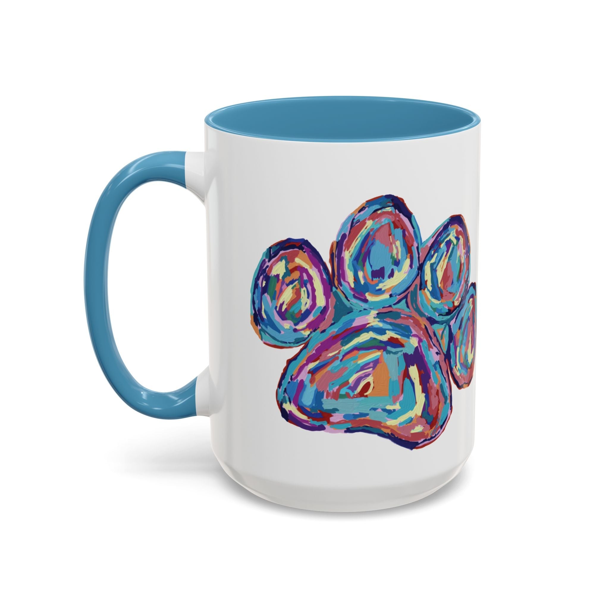 Dog Paw Print Two Tone Ceramic Coffee Mugs - Blue Cava