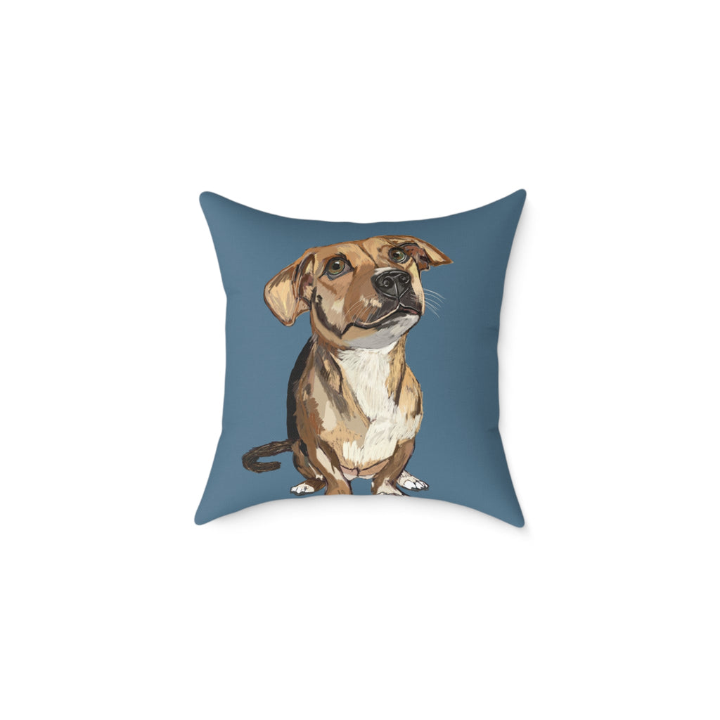Dog Portrait Square Poly Canvas Pillow - Perfect for Pet Lovers - Blue Cava