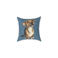 Dog Portrait Square Poly Canvas Pillow - Perfect for Pet Lovers - Blue Cava