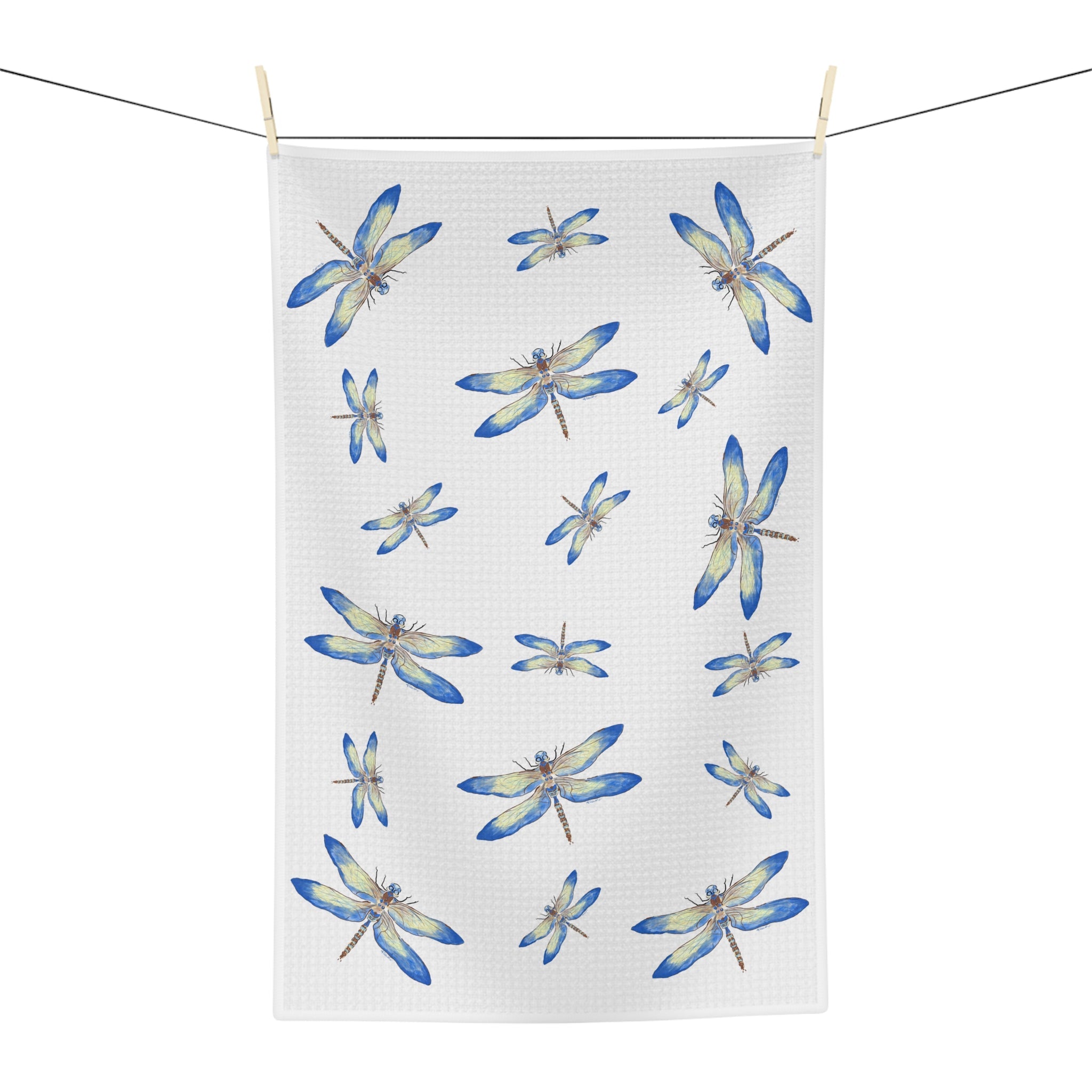 Dragonflies Microfiber Waffle Kitchen Towel - Blue Cava
