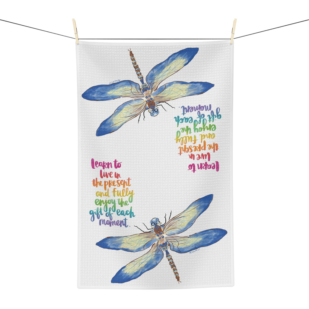Dragonfly Microfiber Waffle Kitchen Towel - Blue Cava
