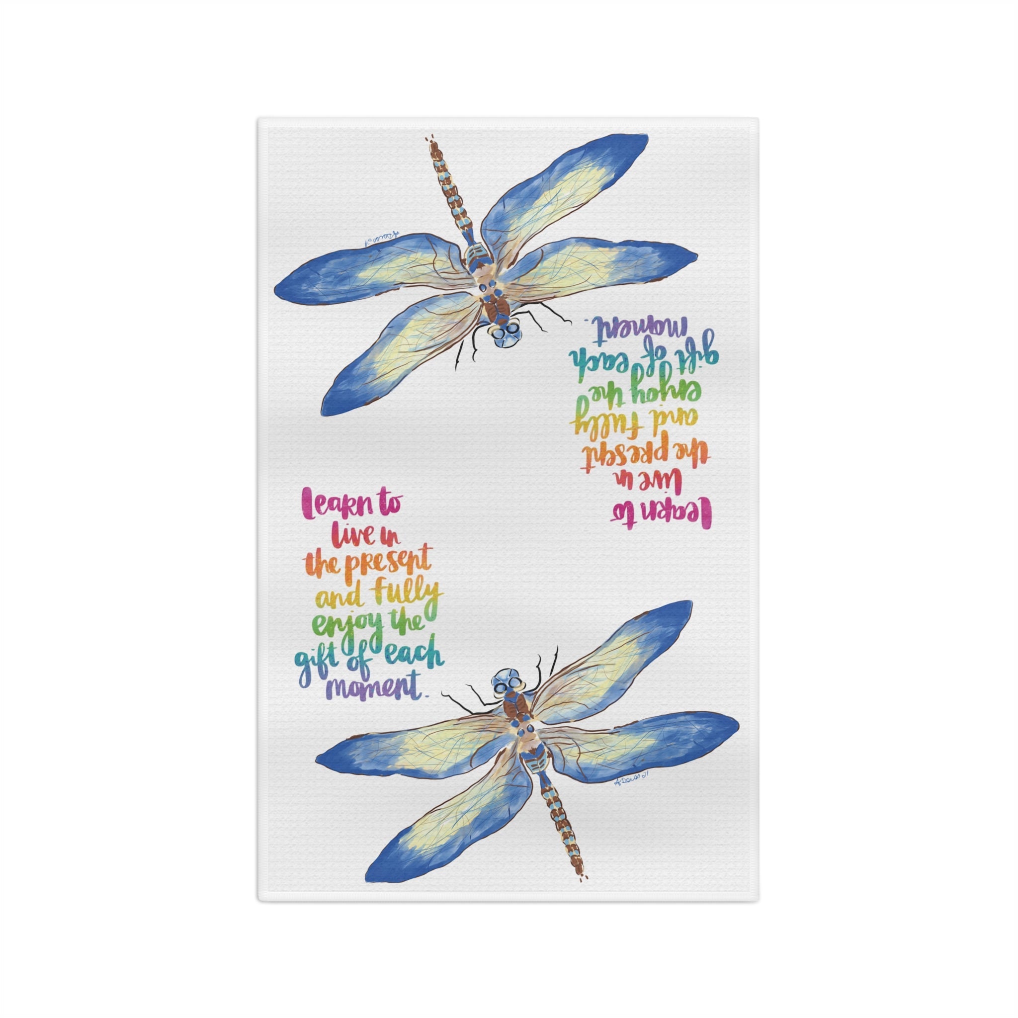 Dragonfly Microfiber Waffle Kitchen Towel - Blue Cava