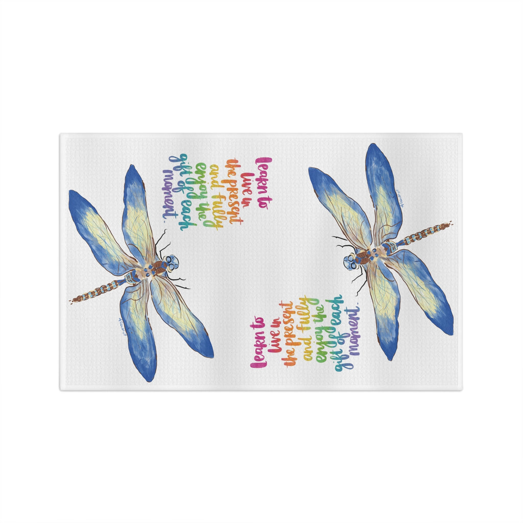 Dragonfly Microfiber Waffle Kitchen Towel - Blue Cava