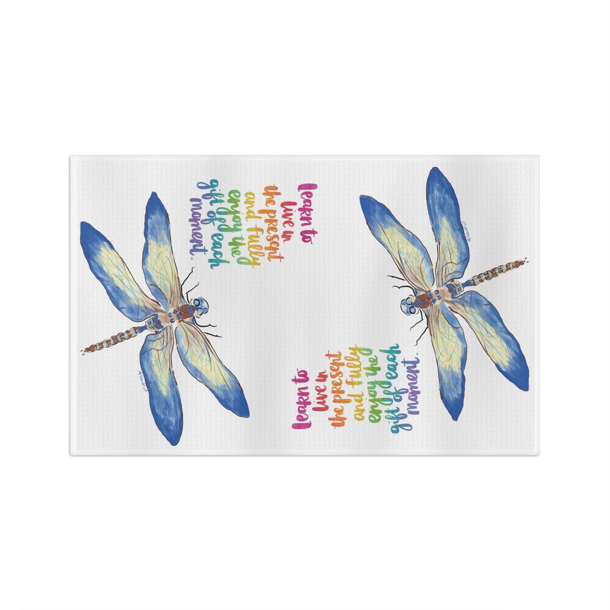 Dragonfly Microfiber Waffle Kitchen Towel - Blue Cava