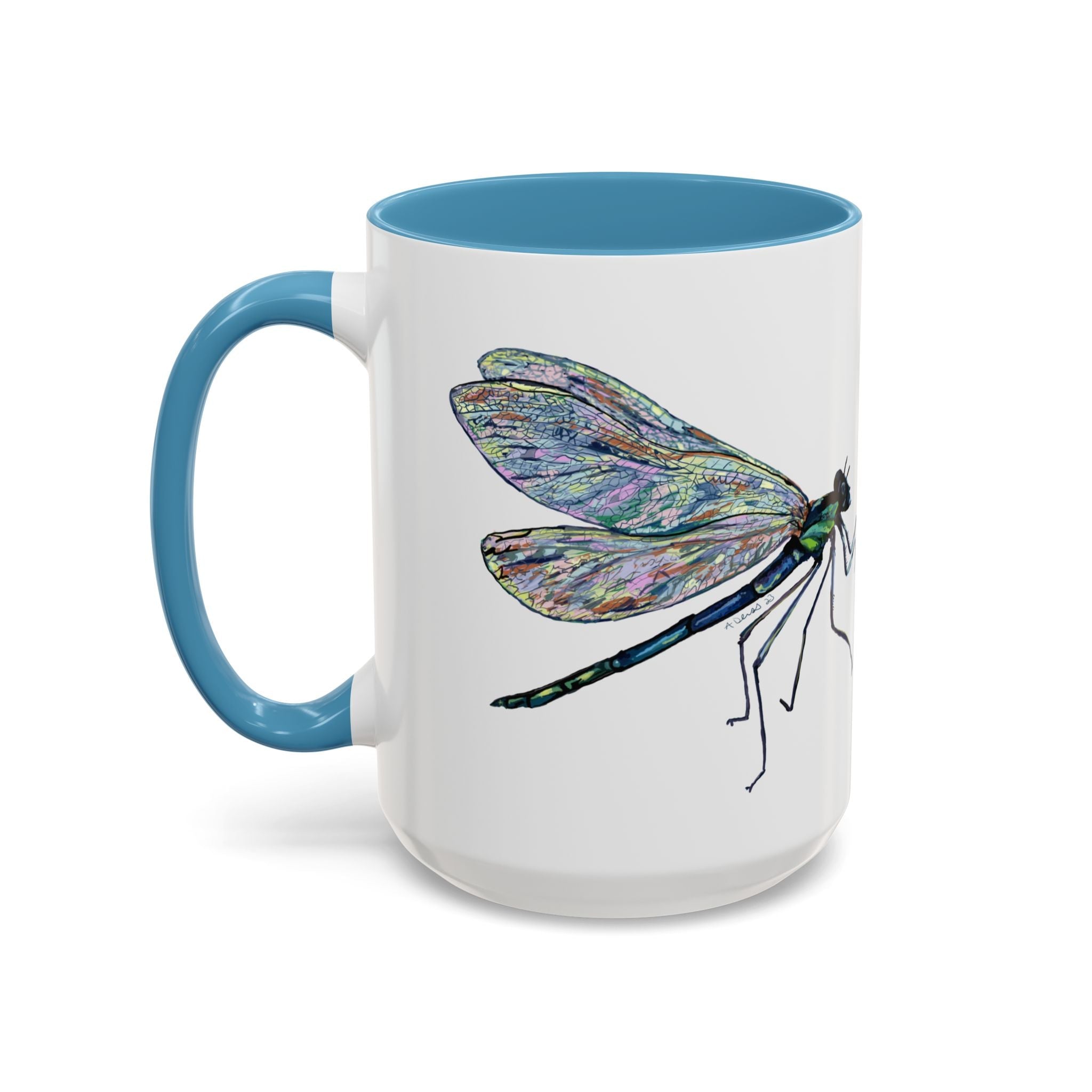Dragonfly Two Tone Ceramic Coffee Mugs - Blue Cava