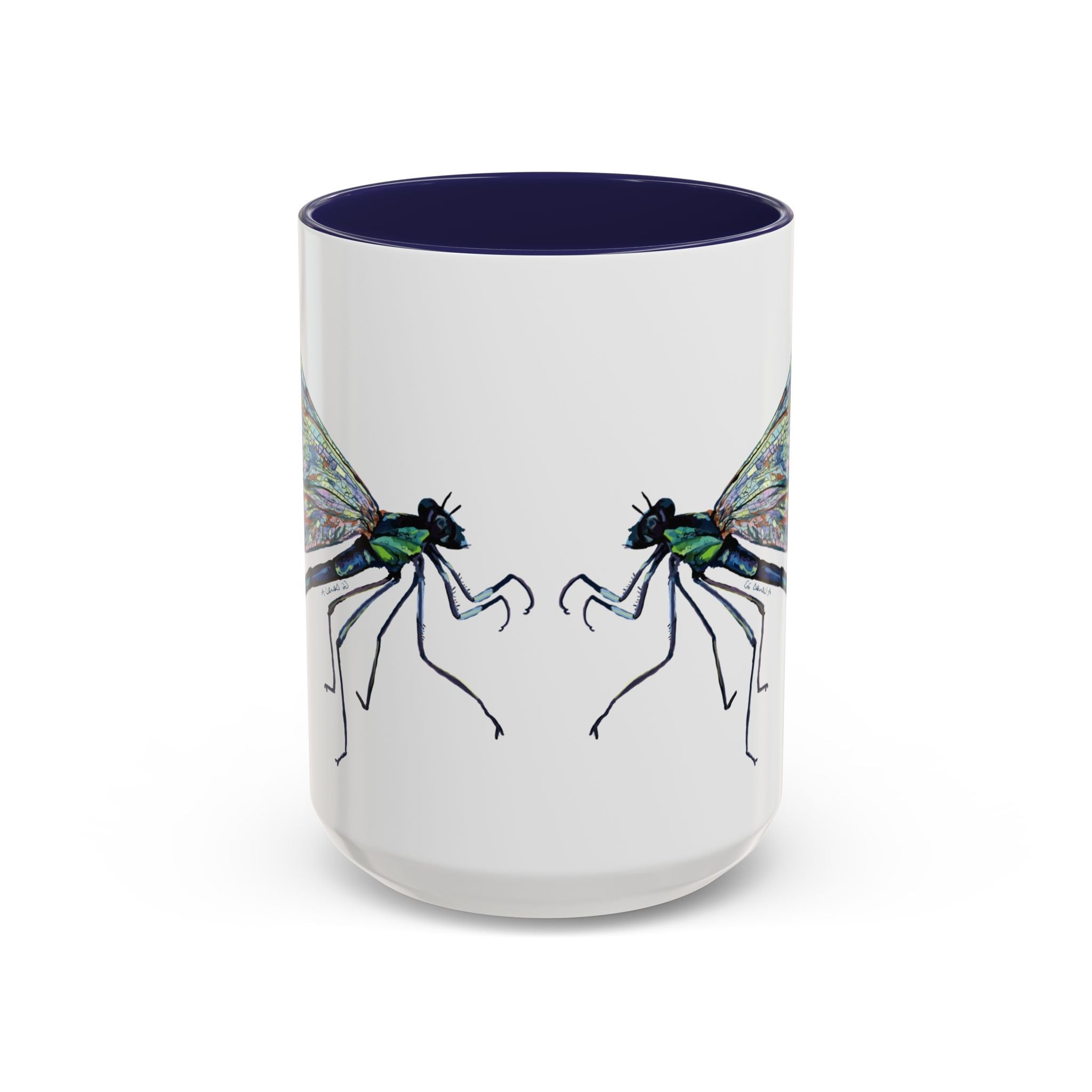 Dragonfly Two Tone Ceramic Coffee Mugs - Blue Cava