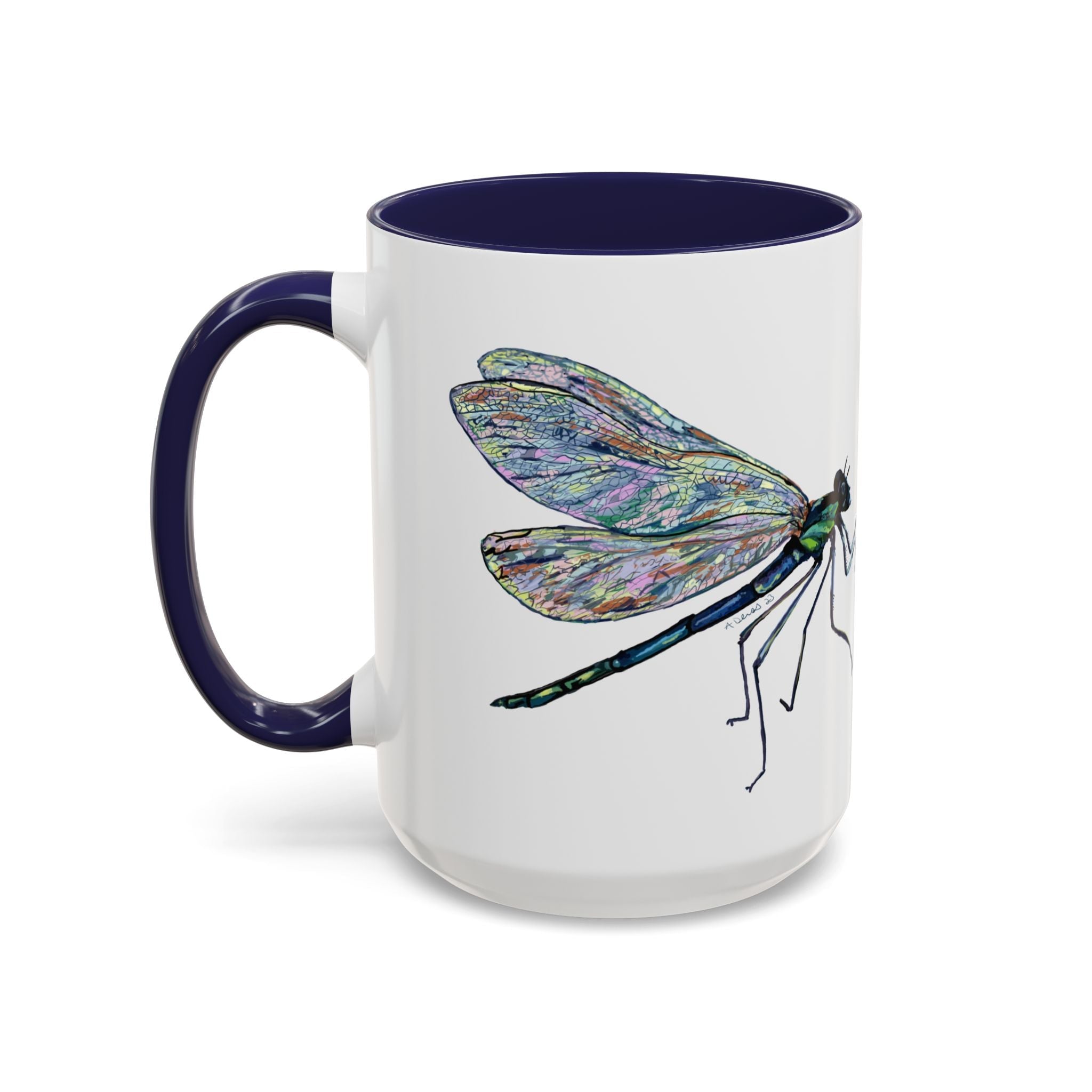 Dragonfly Two Tone Ceramic Coffee Mugs - Blue Cava