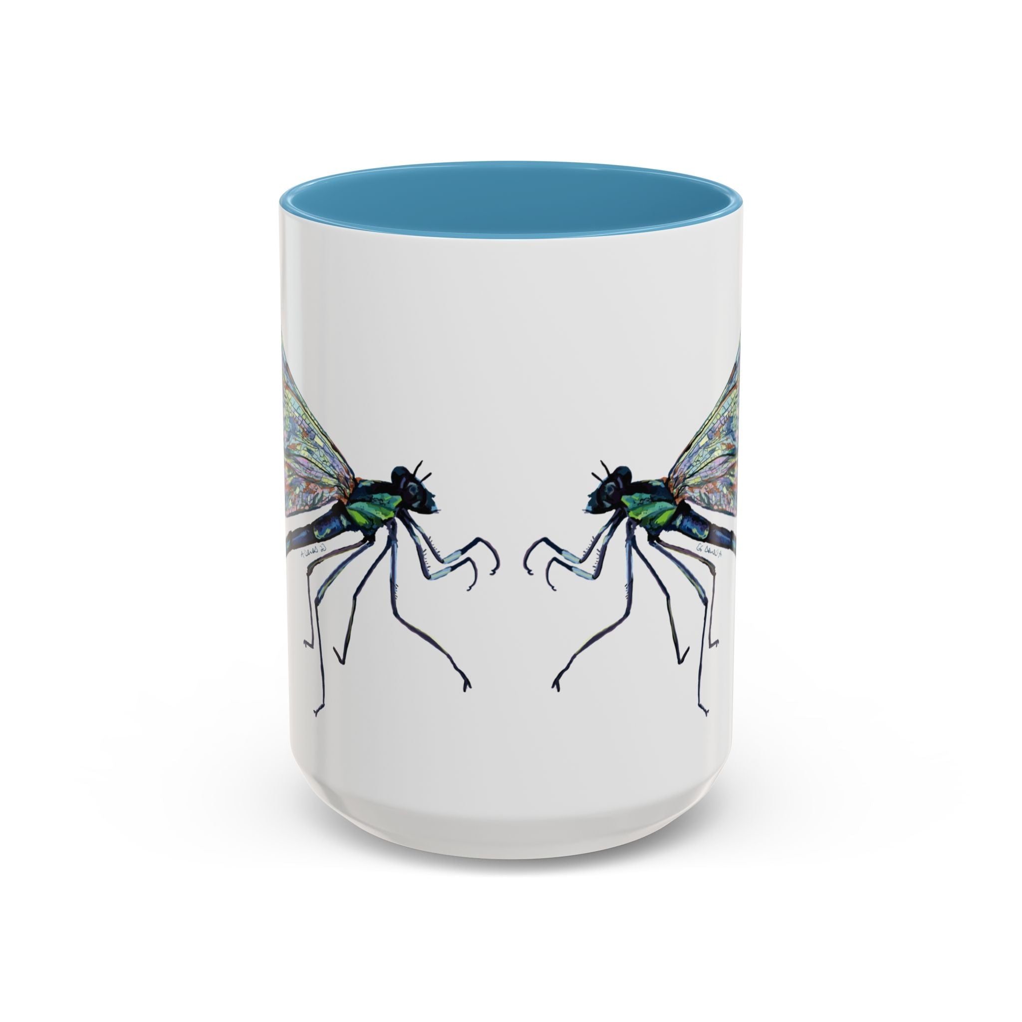 Dragonfly Two Tone Ceramic Coffee Mugs - Blue Cava