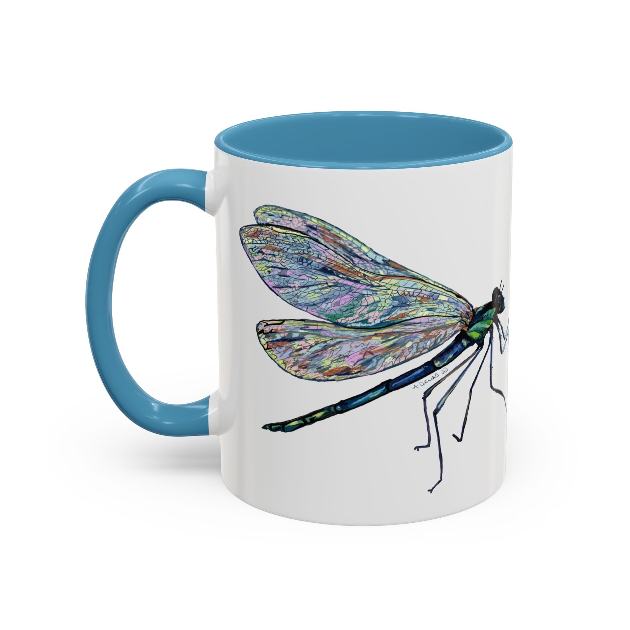 Dragonfly Two Tone Ceramic Coffee Mugs - Blue Cava