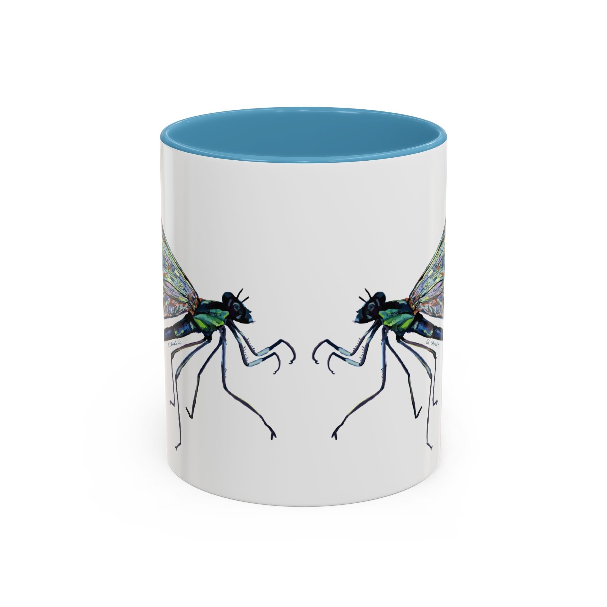 Dragonfly Two Tone Ceramic Coffee Mugs - Blue Cava