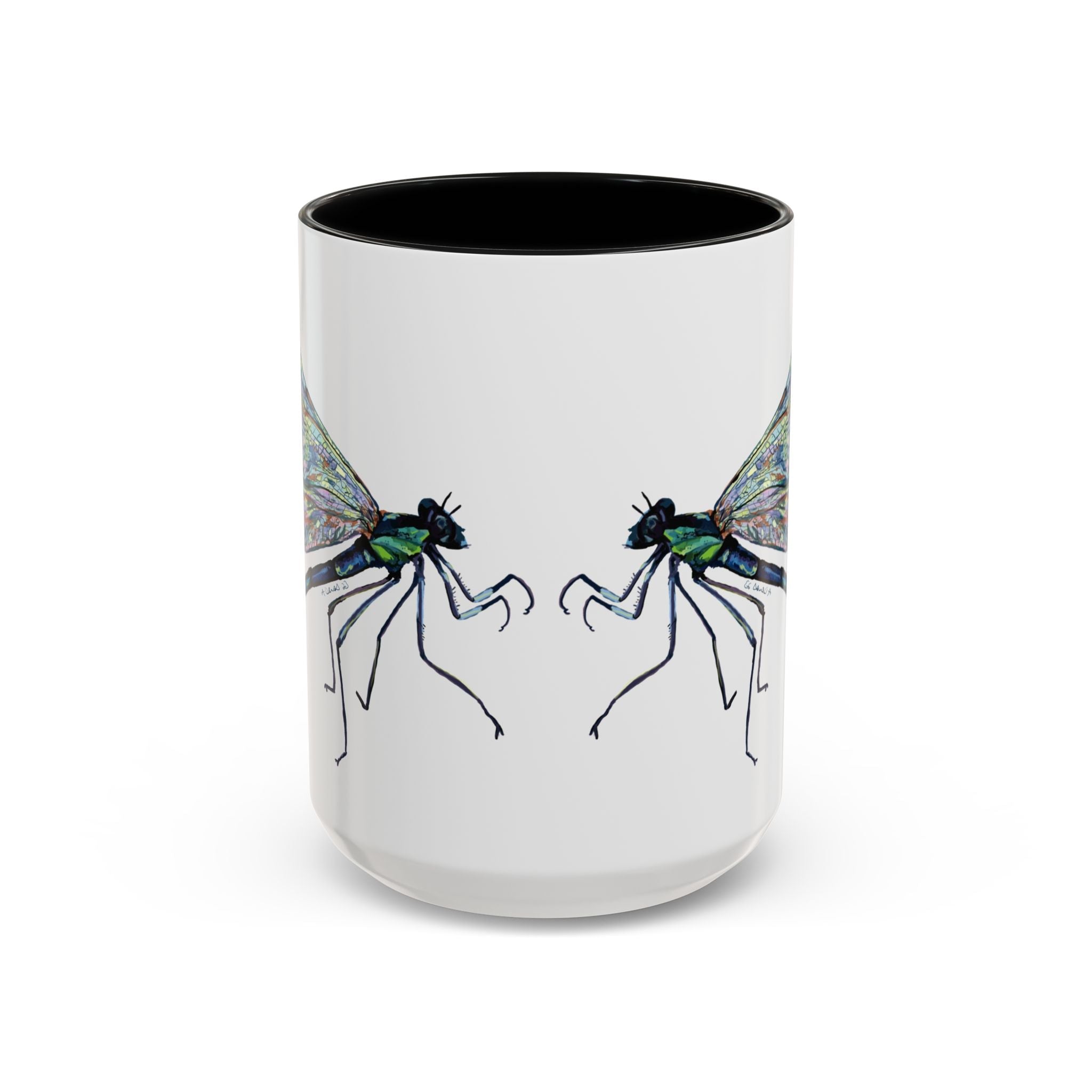 Dragonfly Two Tone Ceramic Coffee Mugs - Blue Cava