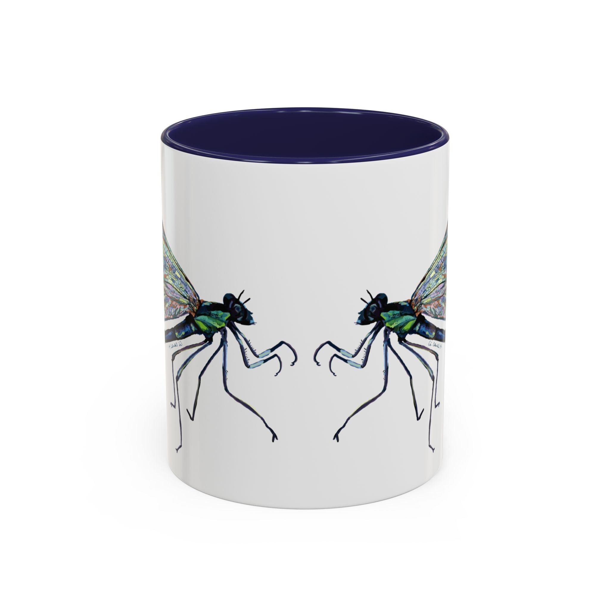 Dragonfly Two Tone Ceramic Coffee Mugs - Blue Cava