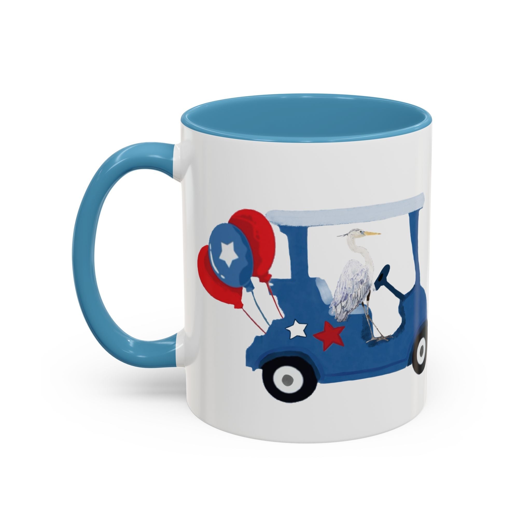 Egret Golf Cart Two Tone Ceramic Coffee Mugs - Blue Cava