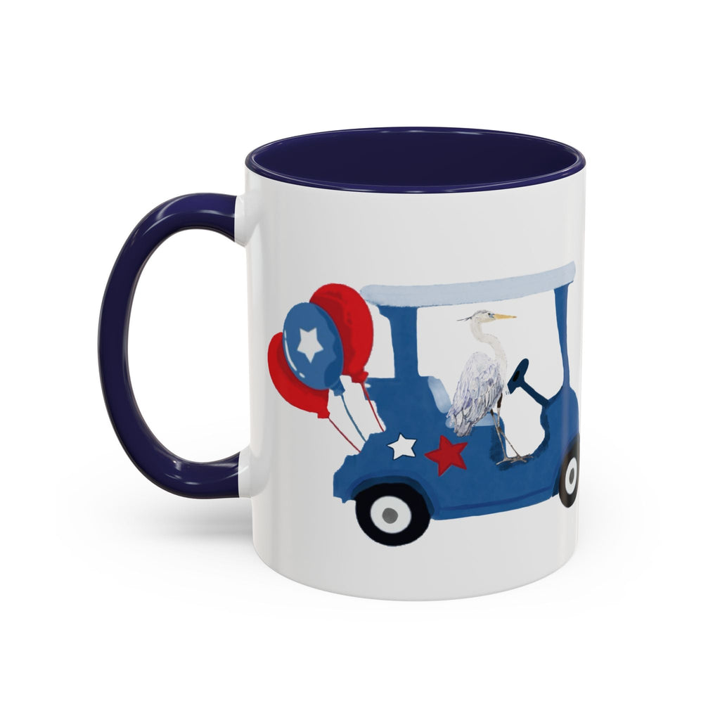 Egret Golf Cart Two Tone Ceramic Coffee Mugs - Blue Cava