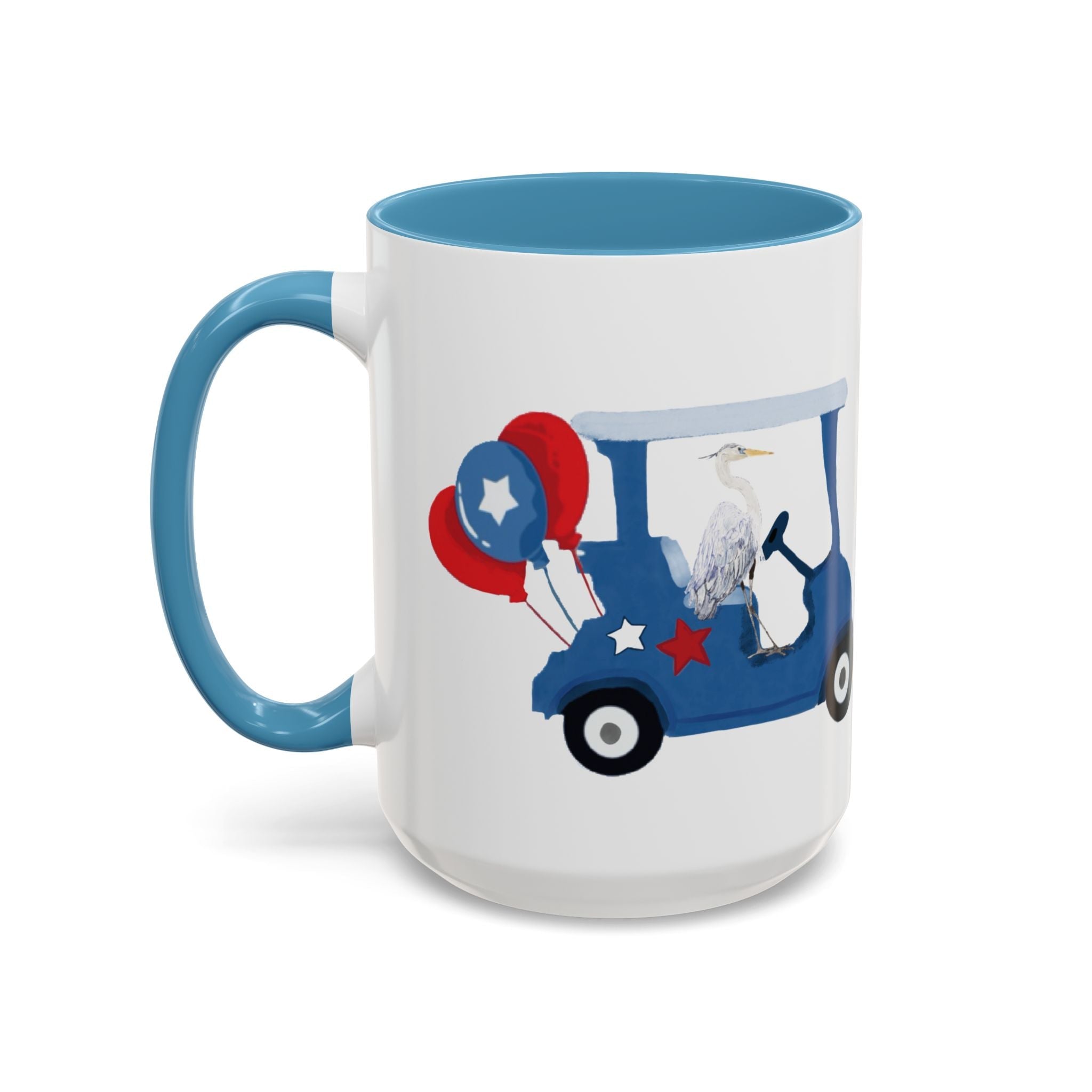 Egret Golf Cart Two Tone Ceramic Coffee Mugs - Blue Cava