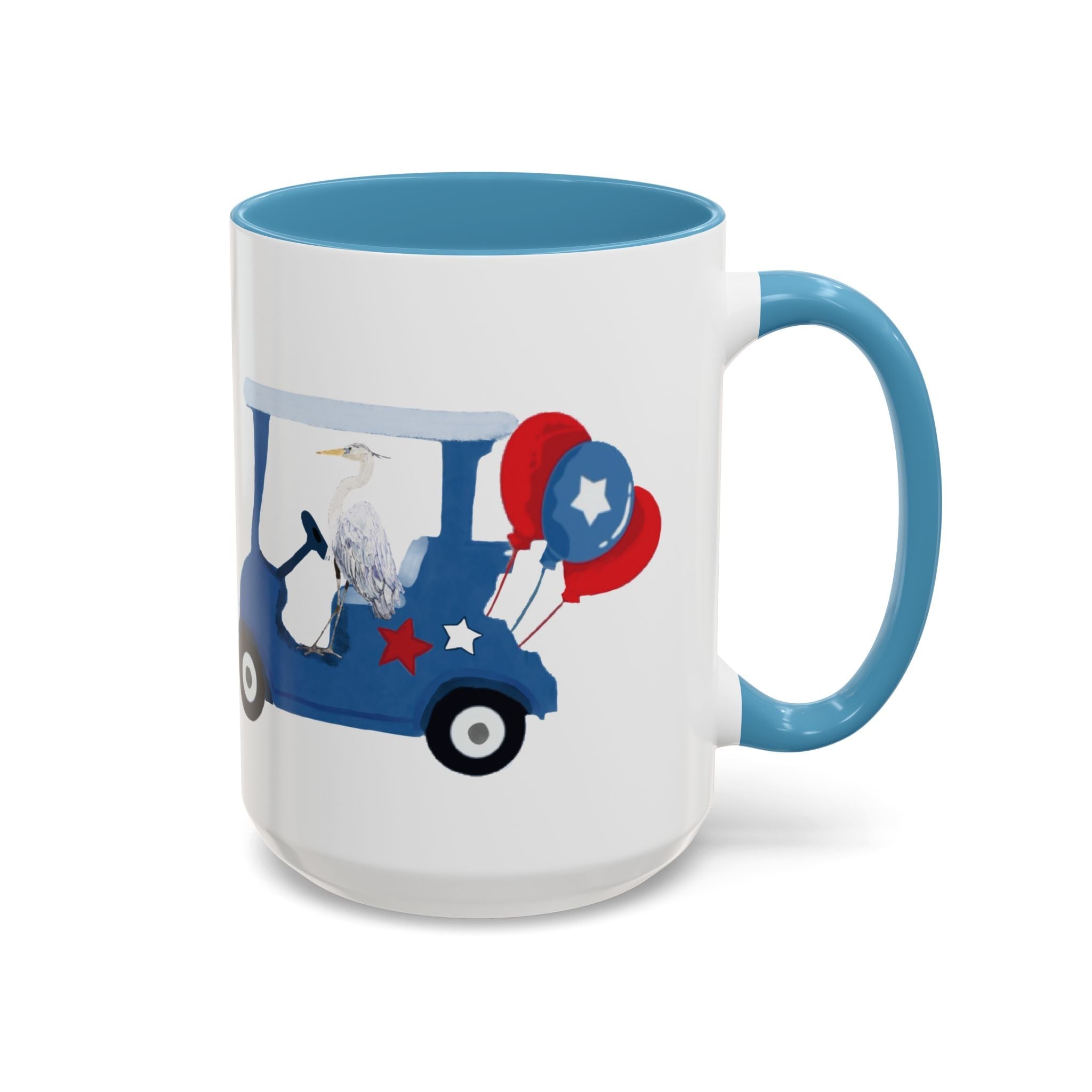 Egret Golf Cart Two Tone Ceramic Coffee Mugs - Blue Cava