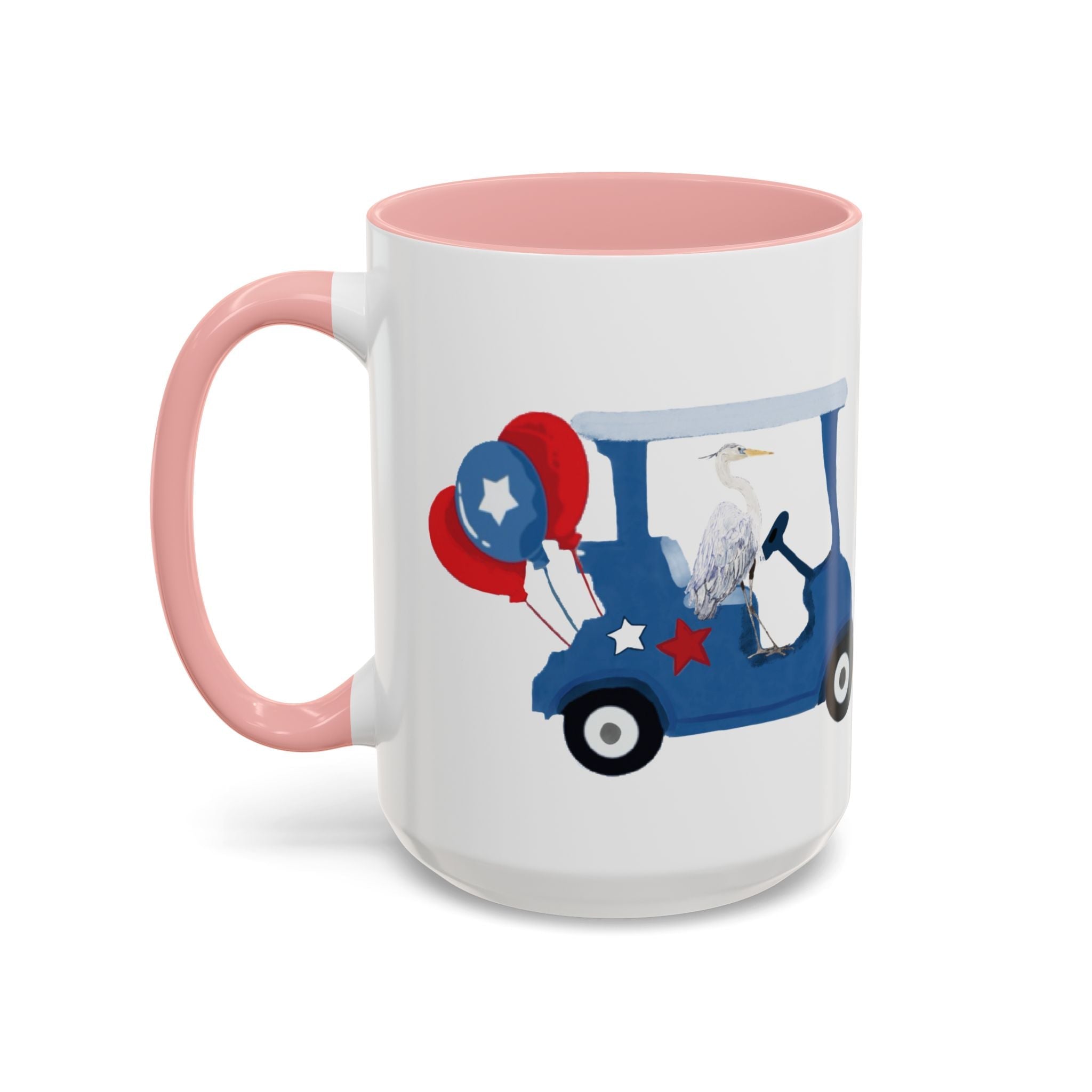 Egret Golf Cart Two Tone Ceramic Coffee Mugs - Blue Cava