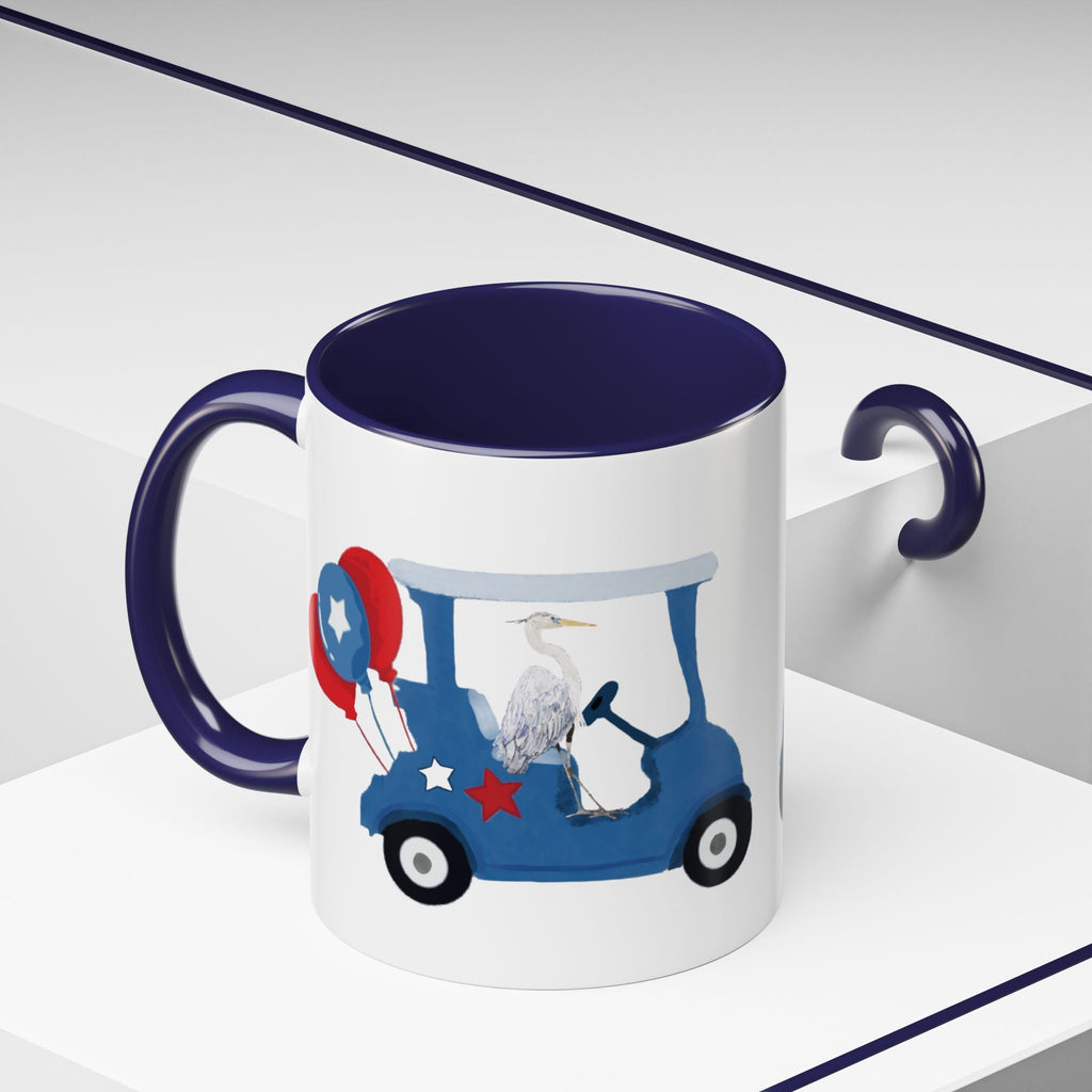 Egret Golf Cart Two Tone Ceramic Coffee Mugs - Blue Cava