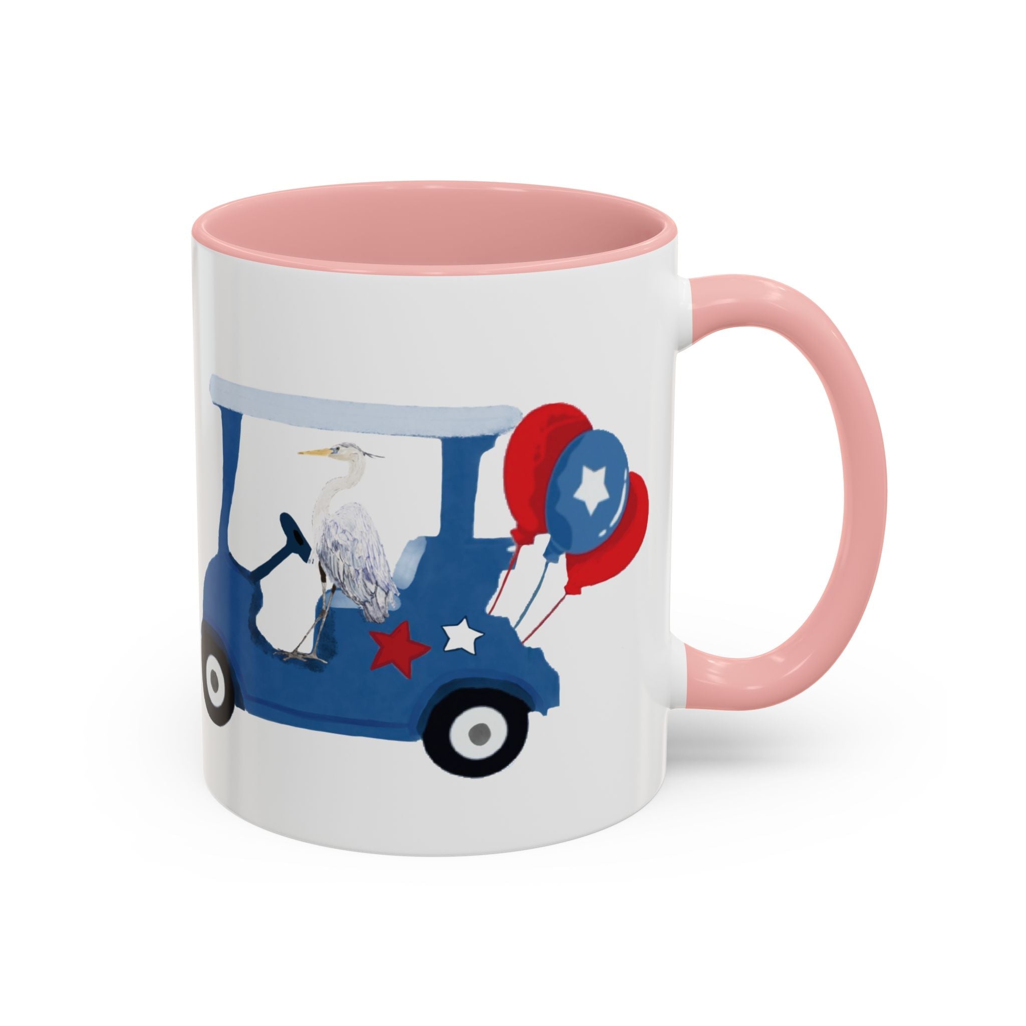 Egret Golf Cart Two Tone Ceramic Coffee Mugs - Blue Cava
