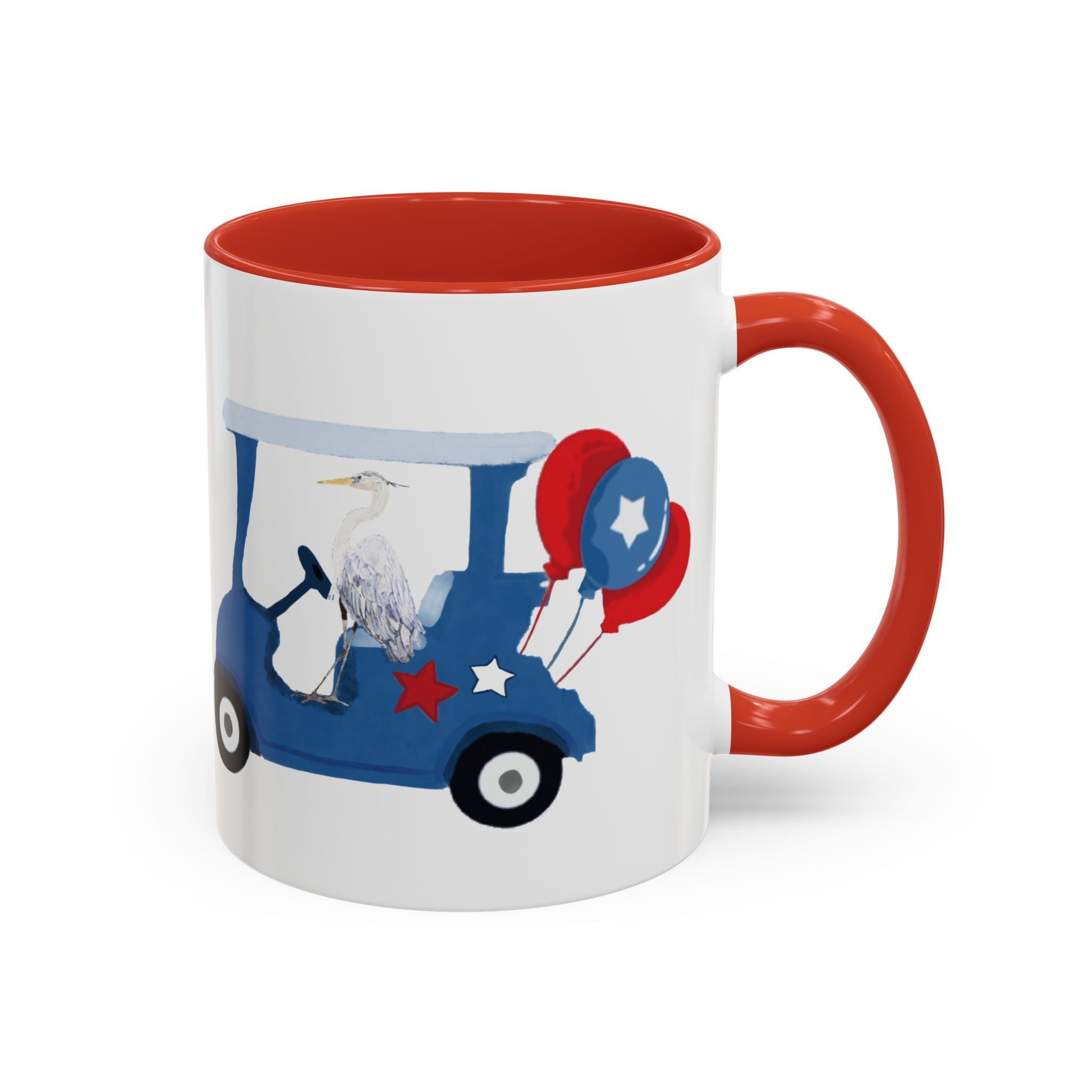Egret Golf Cart Two Tone Ceramic Coffee Mugs - Blue Cava