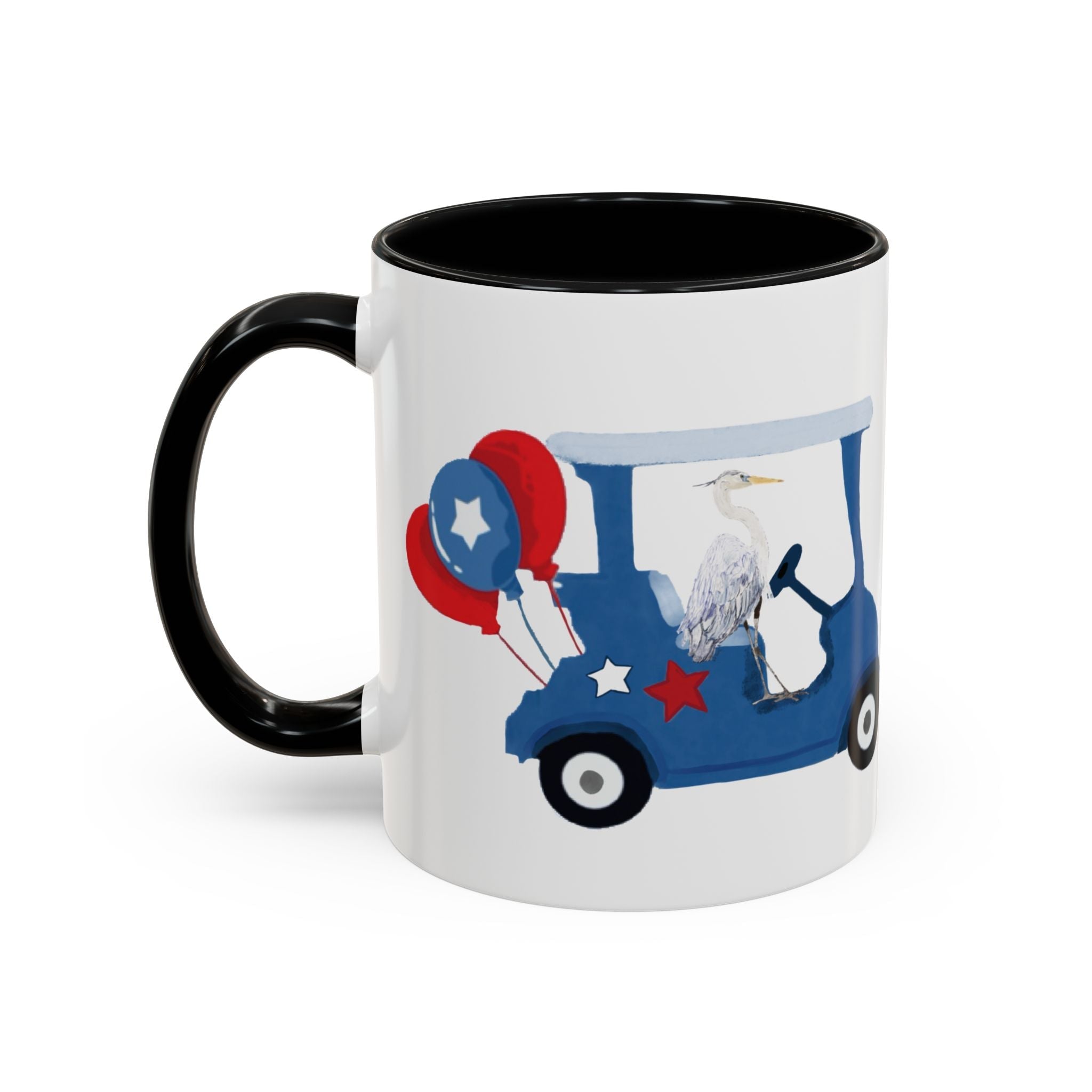 Egret Golf Cart Two Tone Ceramic Coffee Mugs - Blue Cava