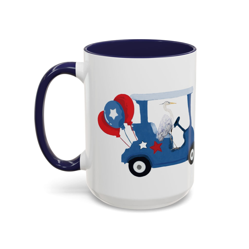 Egret Golf Cart Two Tone Ceramic Coffee Mugs - Blue Cava